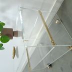 Space Age Plexiglas Trolley Met Messing, Tv Meubel thumbnail 13