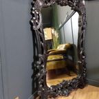 Antieke Zwarte Rococo Spiegel thumbnail 3