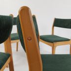 4 Vintage Dining Chairs Green | Groene Stoelen Ribstof Deens thumbnail 7