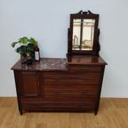 Vintage Dressoir Commode Ladekast Make-up Kast Badkamerkast Met Marmer Blad thumbnail 9