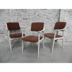 3 Vintage Stoelen Met Armleuningen En Ribfluwelen Bekleding thumbnail 2