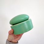 Unieke Vintage Mobach Turquoise Keramiek Dekselpot / Dekseldoos thumbnail 4