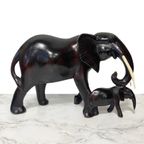 Vintage Midcentury Xl Houten Olifant Ebbenhout thumbnail 3
