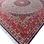 Handgeknoopt Moud Vloerkleed Vierkant 192X197Cm Wol Zijde Blauw Rood Perzisch Tapijt Wit thumbnail 6