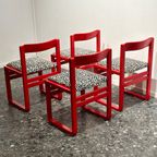 Vintage Rode Stoelen Met Panterstof thumbnail 8
