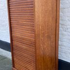 Eiken Rolluik Archiefkast Met Originele Schuifbakken, 113 Cm Hoog thumbnail 7