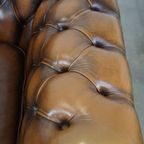 Set Van 2 In Goede Staat Verkerende En Luxe Klassieke Rundleren Engelse Chesterfield Fauteuils thumbnail 10