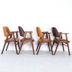 Set Houten Vintage Stoelen Bruin Cognac thumbnail 4