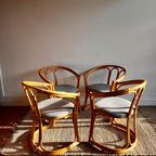 4 Rotan Bamboe Eetkamer Stoelen Mid Century Vintage thumbnail 11