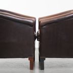 Elegante En Comfortabele Set Van 2 Rundleren Clubfauteuils In Engelse Stijl thumbnail 3