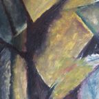 Olieverf Op Doek, Abstracte Kunst 1970 thumbnail 5