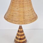 Vintage Conische Tafellamp Plexiglas Keramiek Rotan Regency thumbnail 6