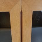 Vintage Deense Vitrinekast Eiken Fineer Rookglas thumbnail 5