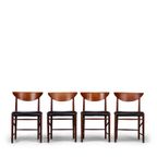 Zwarte Stoel Met Teak Frame Model 317 By Hvidt & Mollgaerd For Soborg Mobelfabrik, 1960S, Set Van 4 thumbnail 6