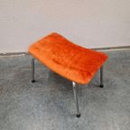 Vintage Voetenbank Oranje Voetenbankje Krukje Jaren 60 thumbnail 4