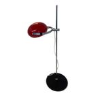 Herda - Space Age Table Lamp - Red Shade, Black Base And Chromed Upright (Rare Model) thumbnail 4