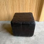 Mid-Century Leather Patchwork Ottoman thumbnail 6