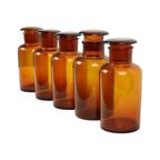 Grote Oude Apotheker Medische Flessen Potten Set Bruin Amber Glas thumbnail 6