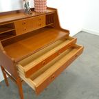 Zweeds Teak Secretaire Met Lades En Uitschuifbaar Blad, Bureau thumbnail 18