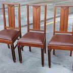 Set Van 3 Art Deco Amsterdamse School Eetkamerstoelen thumbnail 4
