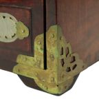 Grote Chinese Juwelenkist Sierraden Doos Jade Palissander Messing thumbnail 7