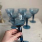 Vintage Cocktail Glazen - Blauw/Petrol Kleur - Set Van 6 thumbnail 6