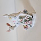 Vintage Beeldje Hertje Porselein Hert Met Bloemen thumbnail 4
