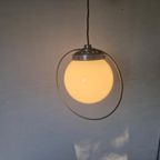 Art Deco Opaline Hanglamp Aluminum Frans thumbnail 8