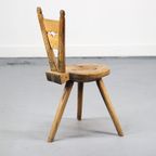 Landelijke Antieke Primitieve Driepoot Stoel thumbnail 2