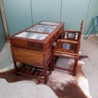 Antiek Palissander Bureau Met Ingelegd Marmer En Bijpassende thumbnail 14