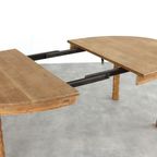 Brutalist Ovale Eettafel | Vintage Tafel | Eiken | Verlengbaar thumbnail 8