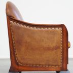 Unieke, Statige, Comfortabele Schapenleren Art Deco Design Fauteuil thumbnail 4