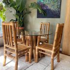 Vintage Boho Bamboe Eetkamerset - Eettafel Met Stoelen thumbnail 5