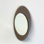 Italiaanse Vintage Ovale Spiegel Met Taupe Getint Glas thumbnail 16