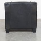 Zeer Comfortabele Zwarte Art Deco Design Fauteuil/ Armchair Gemaakt Van Schapenleer thumbnail 5
