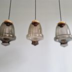 Vintage Hanglamp In Rookglas (2 Beschikbaar), In De Vorm Van Een Bel, 1970 thumbnail 4