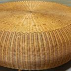 Vintage Boho Grote Riet Rotan Salontafel, Rond, D 120 Cm thumbnail 3