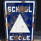 Oud Emaille Bord, School / Ecole, Stoere Decoratie😎 thumbnail 2