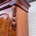 Heel Mooi Antiek Engels Mahonie Driedelig Kabinet, Met Planken En 3 Lades, 210 Cm Hoog thumbnail 5