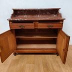 Vintage Antiek Dressoir Commode Ladekast Badkamermeubel Met Marmer Blad 611 thumbnail 3