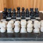 Vintage Marmeren Schaakspel Zwart/wit thumbnail 3