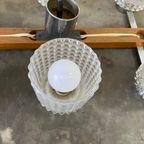 Vintage Plafondlamp / Luster : Glas & Chroom & Hout thumbnail 5
