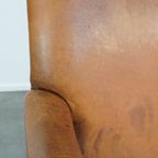 Karakteristieke En Comfortabele Cognac-kleurige Schapenleren Armchair Met Rechte Vormen thumbnail 14