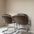 Vier Vintage Chromen Slede Eetkamerstoelen thumbnail 2