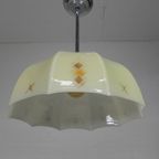 Art Deco Hanglamp Met Glazen Tienhoekige Kap, Jaren 30 thumbnail 11