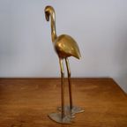 Messing Vintage Flamingo Vogel Vogels Geel Koper thumbnail 3