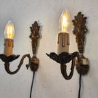 Vintage Messing Hollywood Regency Wandlampjes Bedlampjes Set Prijs thumbnail 10