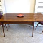 Prachtige Retro Vintage Uitschuifbare Tafel Met 5 Vintage Stoelen thumbnail 4