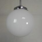 Art Deco Hanglamp Met Witte Bol, Jaren 30 thumbnail 8