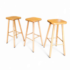 3 X Blond Oak Stools 1970s Height 65 Cm thumbnail 4